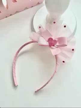 Tül Detaylı Fiyonklu Taç Pembe