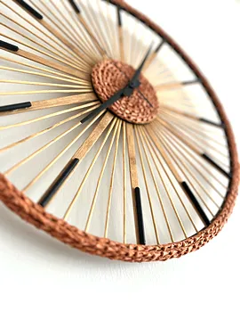 40 Cm El Yapımı Bambu Rattan Dekoratif Duvar Saati Turuncu