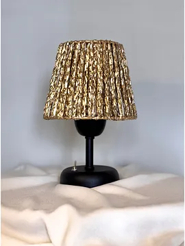 El Yapımı Gold Led Kablosuz Pilli Abajur, Masa Lambası Siyah
