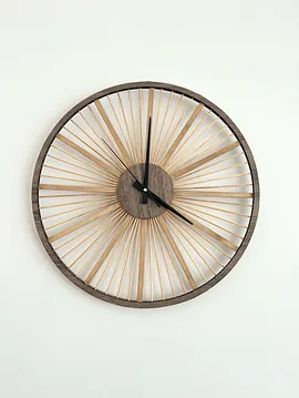 40 Cm El Yapımı Bambu Rattan Dekoratif Duvar Saati Kahverengi