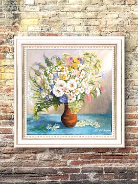 Kır Çiçekleri Yağlı Boya Tablo  35x35 Cm