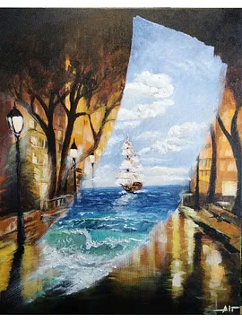 Yağlı Boya Tablo Gemi 50x40cm