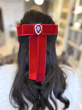 Bordo Taşlı Kadife Toka Bordo