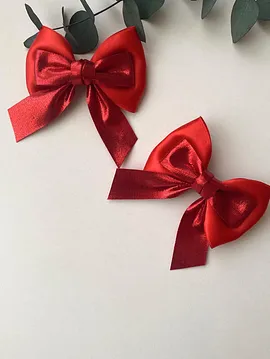 Kırmızı Saten İkili Klips Toka Kırmızı