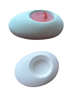 Taş Görünümlü 2’li Tealight Mumluk Beyaz