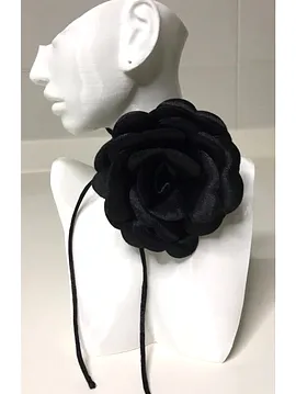Çiçekli Choker Siyah