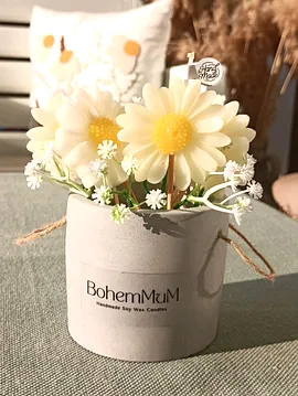 Kokulu Ayçiçeği Mum Buketi  Gri Gri