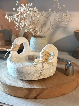 Beton Tasarım Kokulu Soya Wax Mum  Beyaz