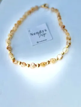 Sitrin Doğaltaş Kolye Bej