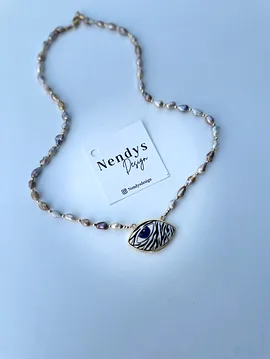 Renkli İnci  El Yapımı Seramik Detaylı Kolye  Çok Renkli