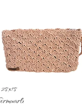 Örme Clutch Çanta  Somon