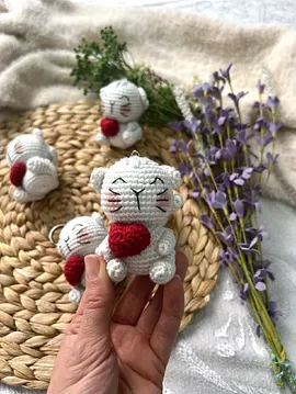 Mir Mir Kedi Anahtarlik  Beyaz