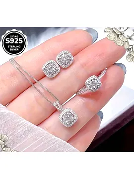 Baget Taşlı Gümüş Tasarım Set Gümüş