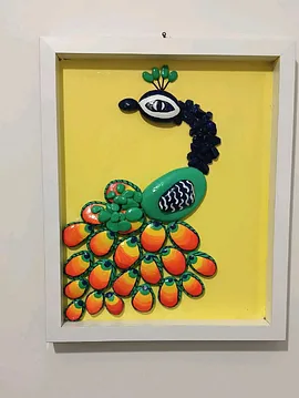 Taş Boyama Tavus Kuşu  Çok Renkli