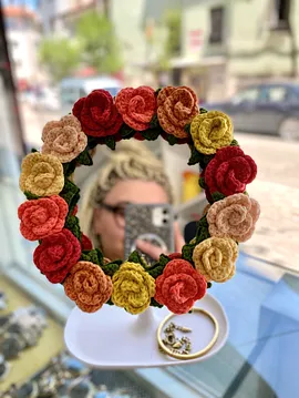 Standlı Gül Ayna Beyaz