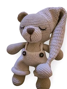 Amigurami Şapkalı Uykucu Ayıcık  Bej