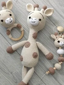 Amigurami Üçlü Zürafa Seti  Bej