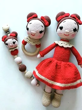 Amigurami Şirin Bebek Seti  Kırmızı