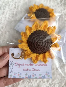 Amigurumi Ayçiçeği Anahtarlık Çanta Süsü Charm  Sarı