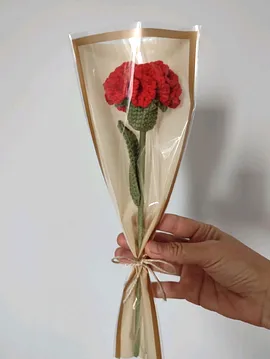 Örgü Karanfil El Yapımı Karanfil Yapay Karanfil  Kırmızı